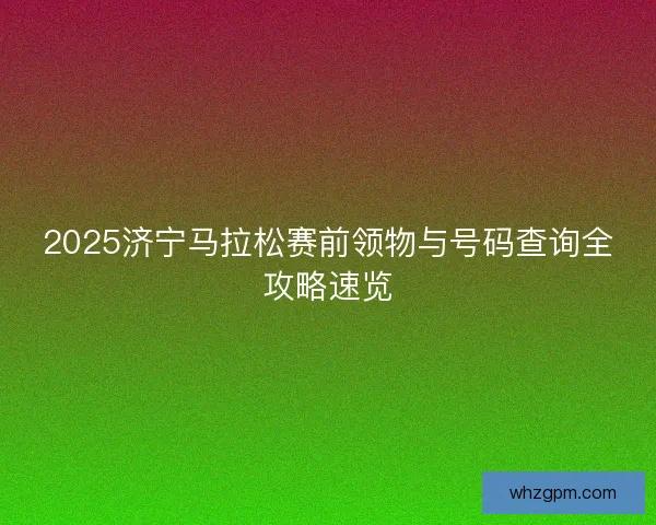 2025济宁马拉松赛前领物与号码查询全攻略速览