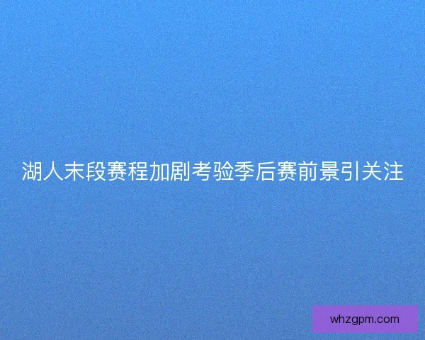 湖人末段赛程加剧考验季后赛前景引关注